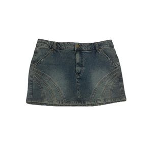 embroidered denim mini skirt